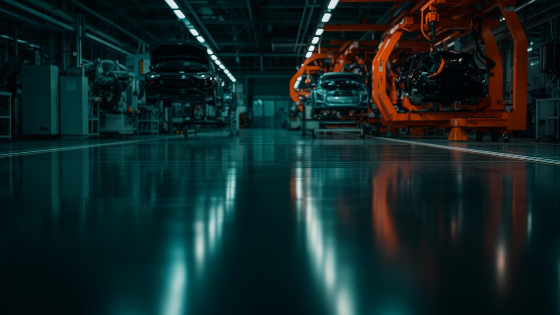 Industrial epoxy floor in automotive manufacturing plant